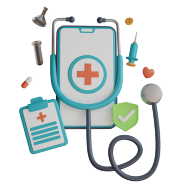 online-medical-clinic-online-medical-consultation-tele-medicine-innovative-medical-app-on-a-smartphone-healthcare-and-technology-concept-3d-illustration-png